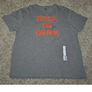 Halloween Shirt Trick or Drink 3X-Large Gray Short Sleeve Crew Tee Mens